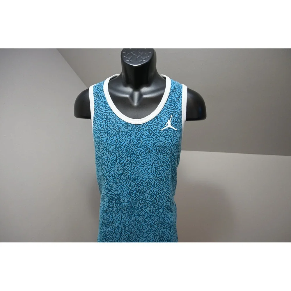 Nike Jordan Tank Top Mens Medium Blue Elephant Print Jumpman Athletic Excellent